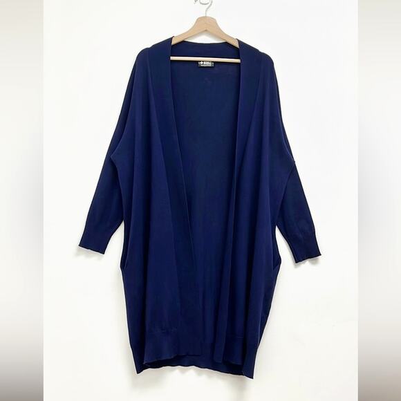 Beryll+ Cashmere-Cotton Blend Long Line Open Front Soft Cozy Cardigan Pockets OS - Picture 1 of 12